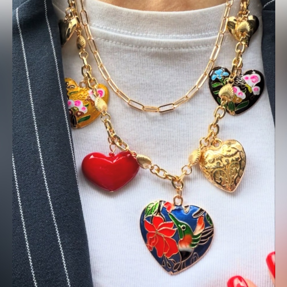ZARA Set of 2 Heart Charm Necklaces - Picture 7 of 8